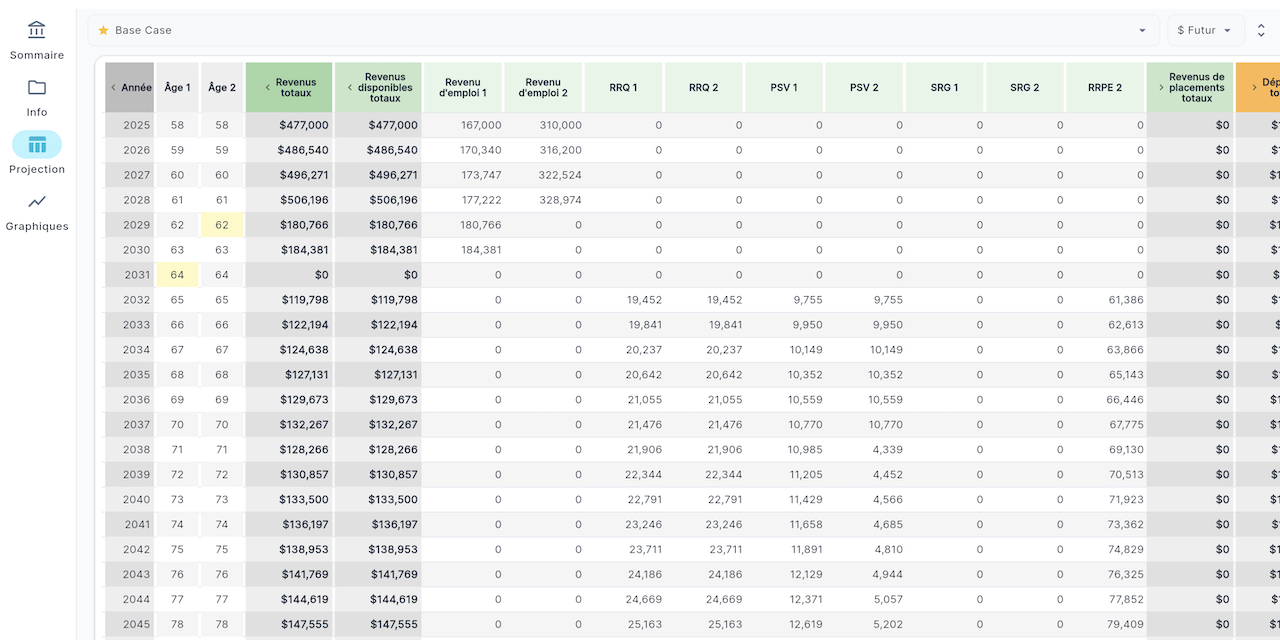 Interface de l'application Planexia